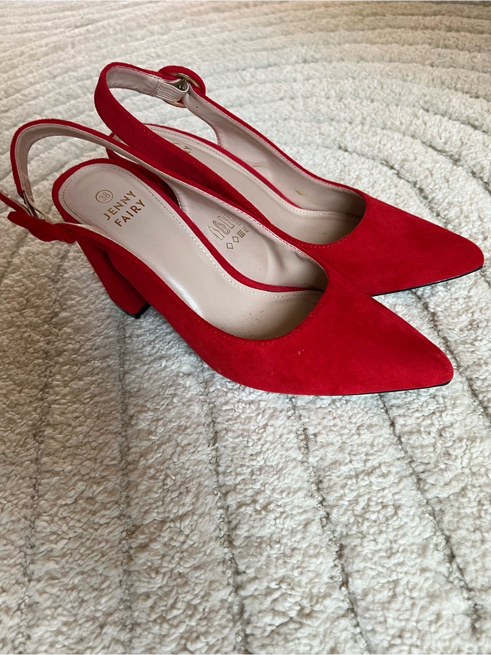 Jenny Fairy Red Suede Pointed Slingback Heels